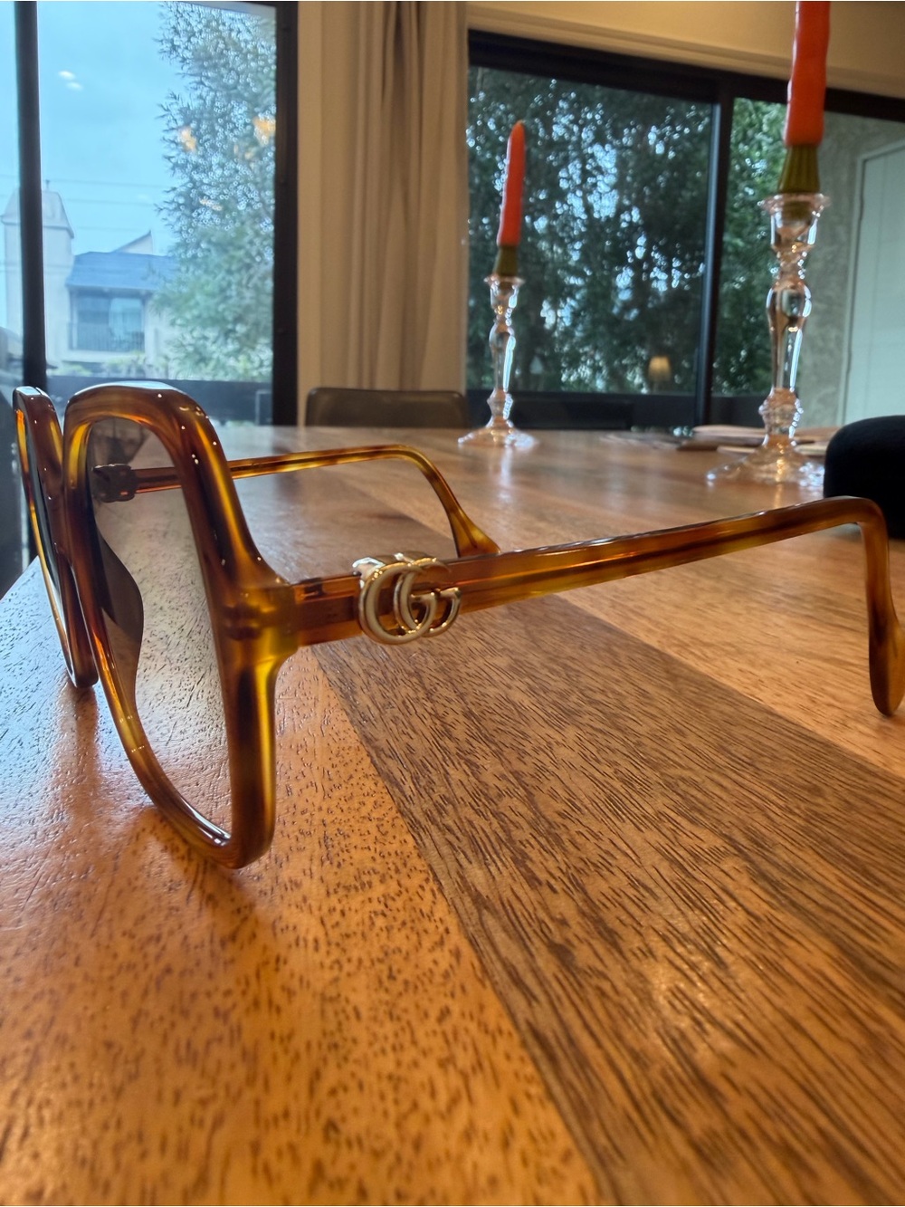 Gucci Tortoiseshell Brown Square Logo Sunglasses